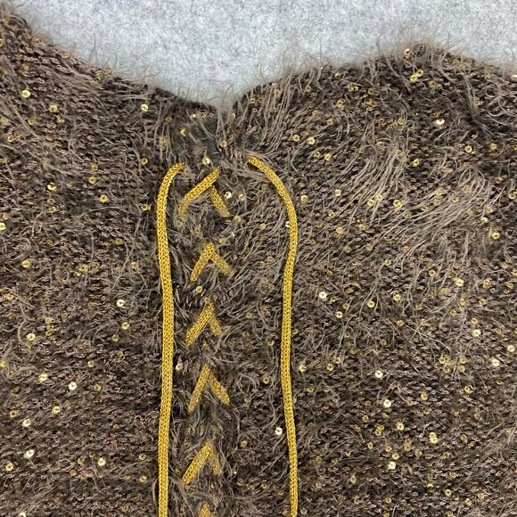 NUAGE sweater womens L fuzzy lace Christmas statement sparkle anne fontaine bold - Picture 4 of 10